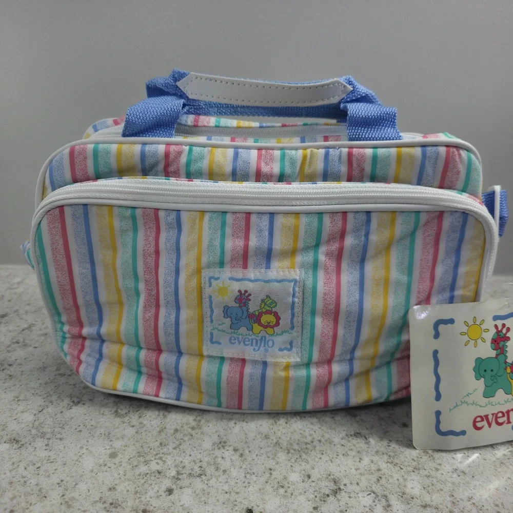 Vintage Evenflo Insulated Diaper Bag Pastel Rainbow Stripe Animal Pacesetter NWT